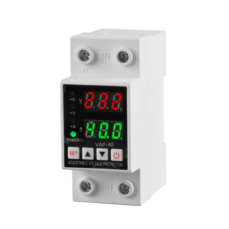 Dual-row Display Overvoltage and Undervoltage Protector DIN Rail